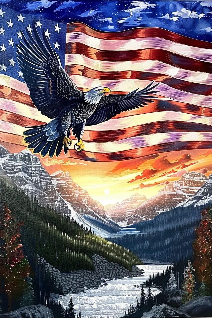 Independence Day Eagle Diamond Picture Kit DIY 4th of July American Flag Diamond Painting Kit